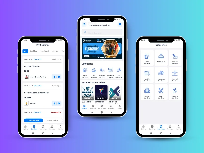 On-Demand Services App Screenshot